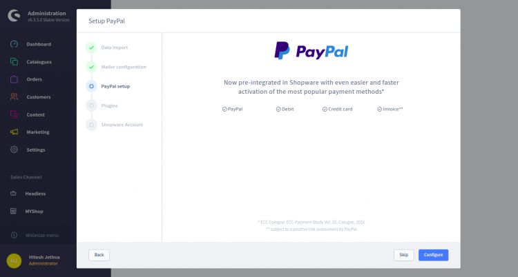 Configuración de Paypal