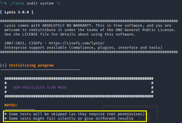 Ejecutar a Lynis sin la raíz