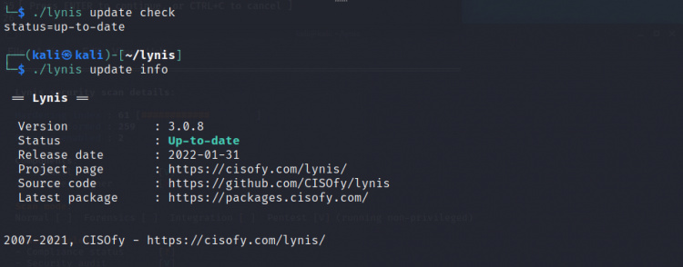 Comando de ayuda de Lynis