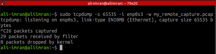 Ejecutar el comando Tcpdump