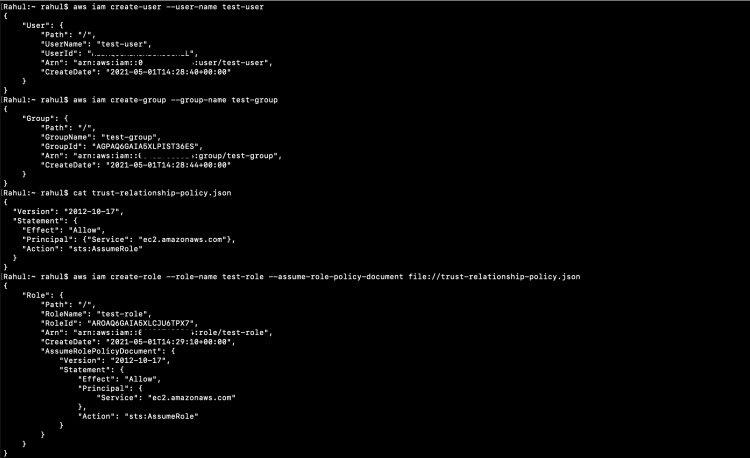 Crear un usuario, un grupo y un rol