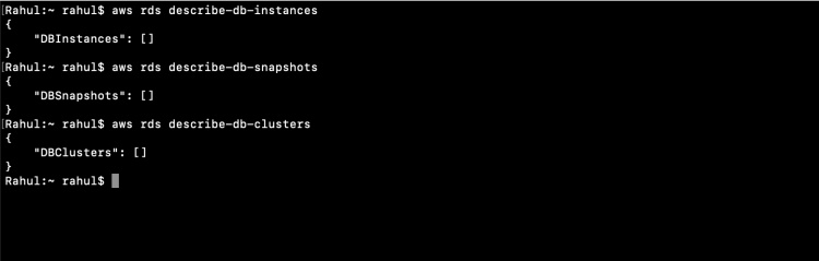 Describir o listar las instancias RDS, las instantáneas, los clusters