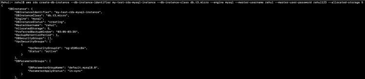 Crear instancia RDS MySql