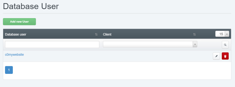 Lista de usuarios de la base de datos con el nuevo usuario MySQL