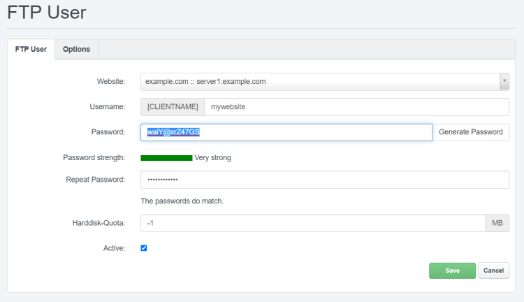 Usuario FTP en ISPConfig