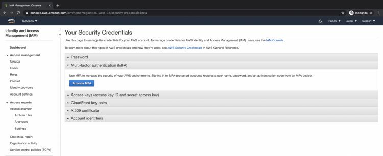 Página de activación del MAF