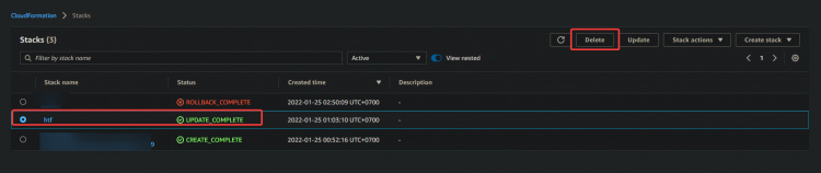 Borrar tus pilas de CloudFormation