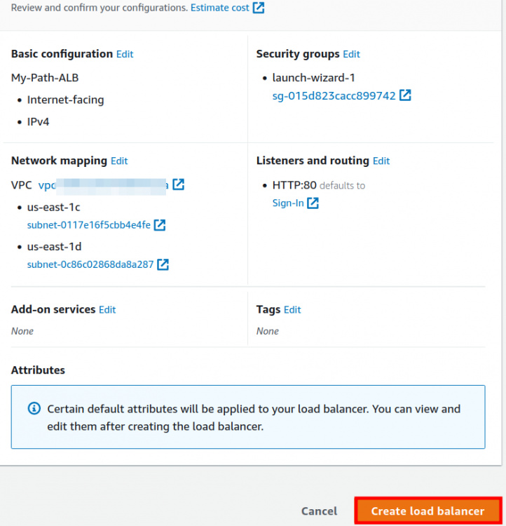 Creación del equilibrador de carga