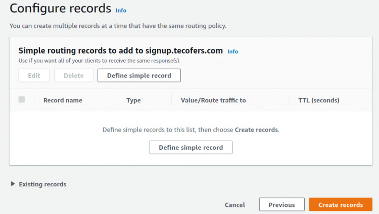 Definir el registro simple
