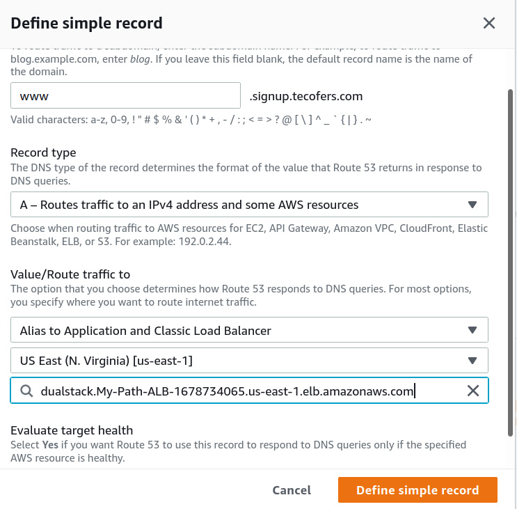 Introduce los datos del registro simple