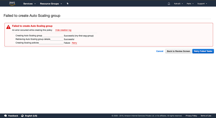 Volver a intentar crear el grupo