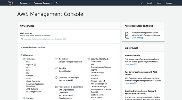 Consola de administración de AWS