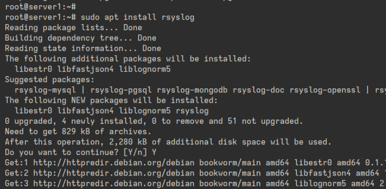 instalar cliente rsyslog