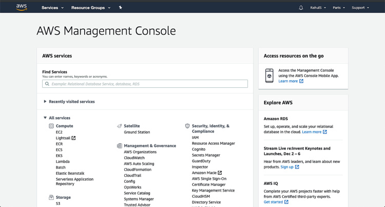 Consola de administración de AWS