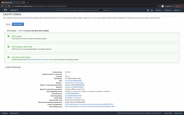 Creación de un clúster con éxito