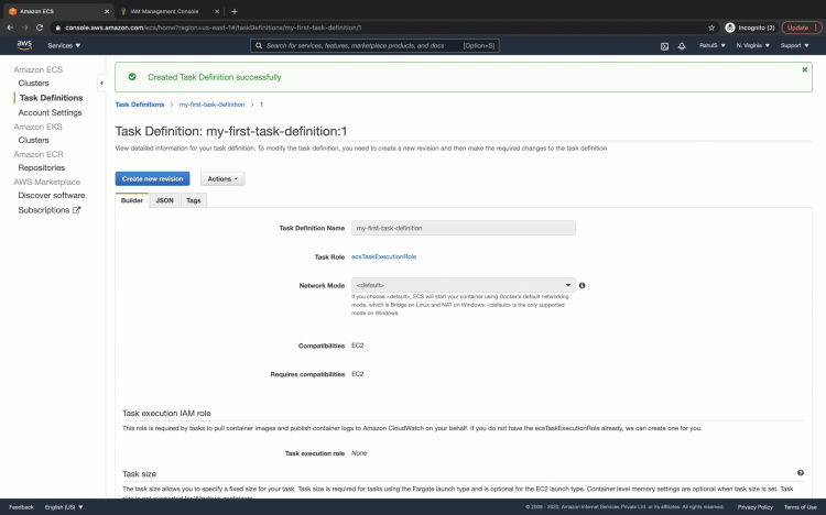 Creación de tareas con éxito
