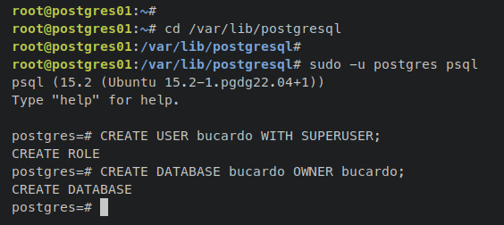 crear base de datos usuario bucardo