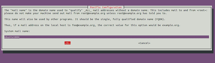 Nombre de correo del sistema