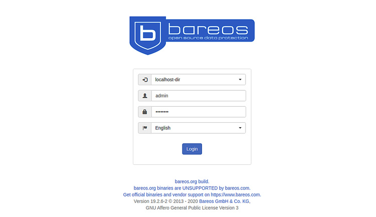 Bareos Login