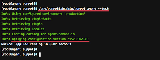 Verificar la configuración del agente puppet