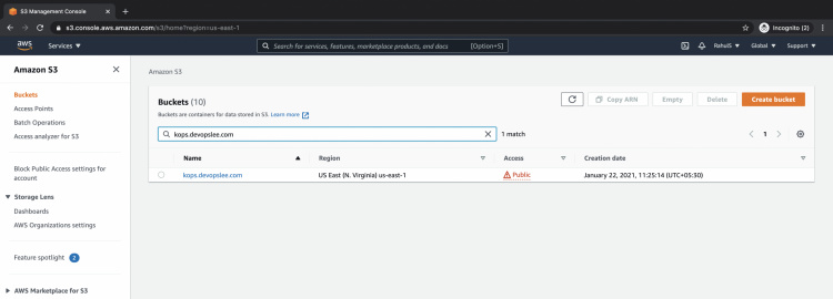 Selecciona el cubo S3