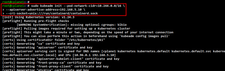 inicializar el clúster de kubernetes