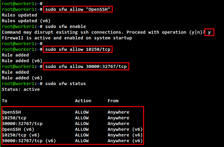 configurar el nodo trabajador ufw