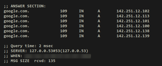 excavar google.com después de la caché
