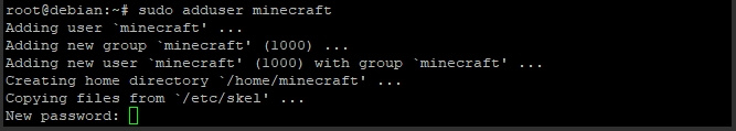 Añadir usuario de Linux para Minecraft