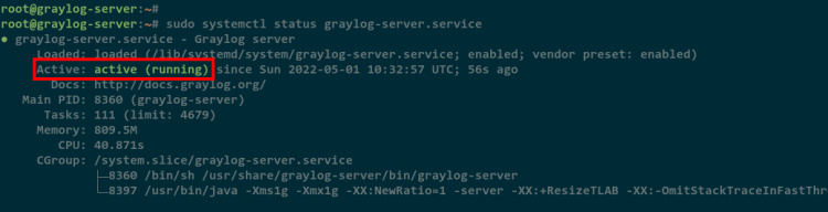 verificar el servicio graylog