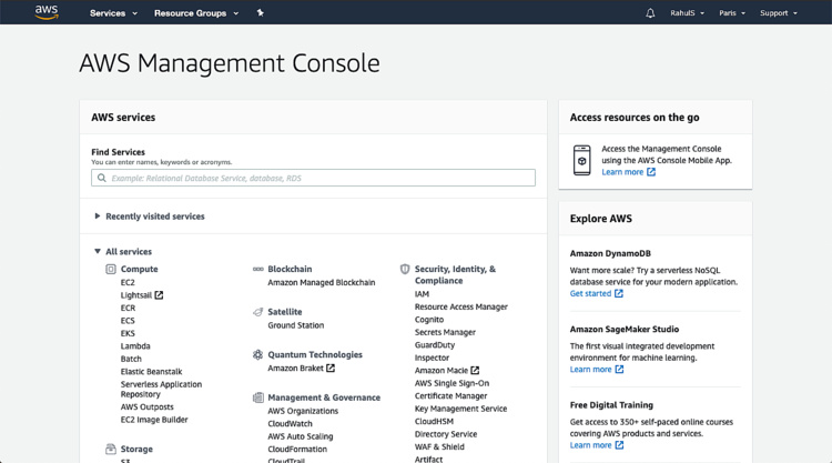 Consola de administración de AWS