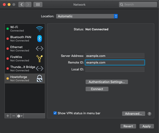 Configuración de macOS strongSwan