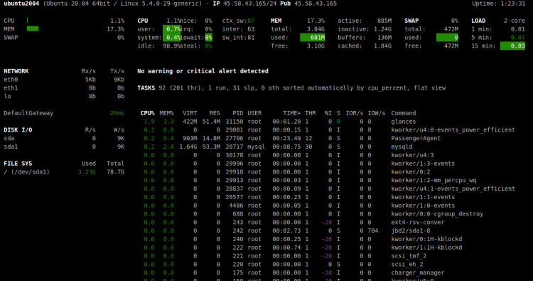 Acceso a la web de Glances