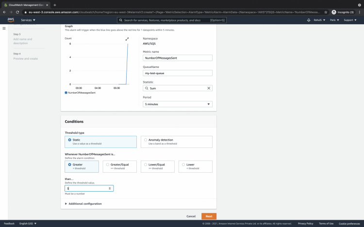 Especifica la métrica y las condiciones