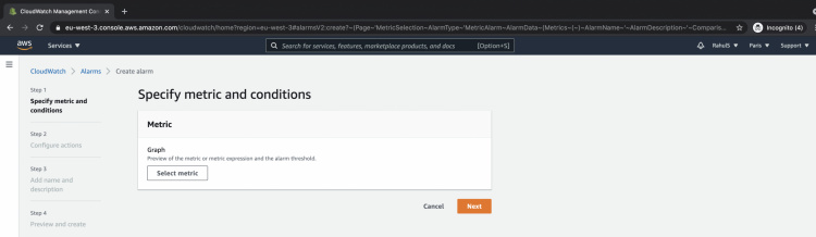 Especifica la métrica y las condiciones