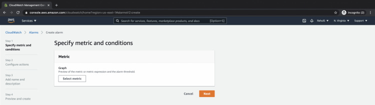 Especifica la métrica y las condiciones
