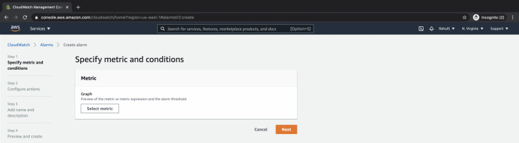 Especifica la métrica y la condición