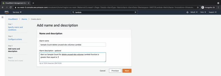 Añade el nombre y la descripción