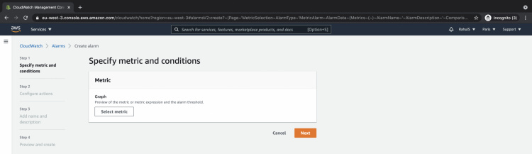Especifica la métrica y las condiciones