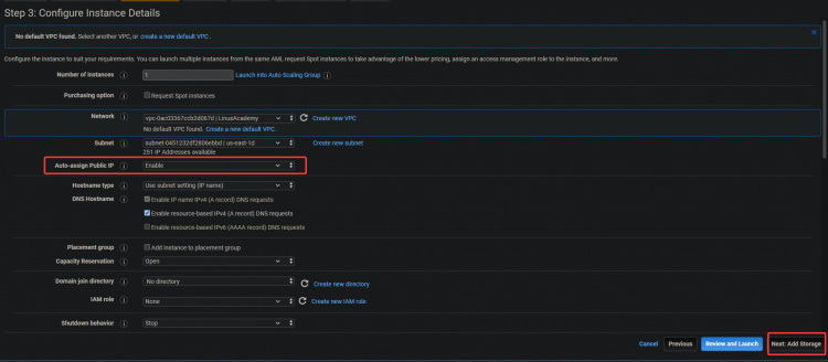 Configurar el detalle de la instancia