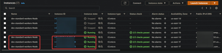 Comprobación de todas las nuevas instancias EC2