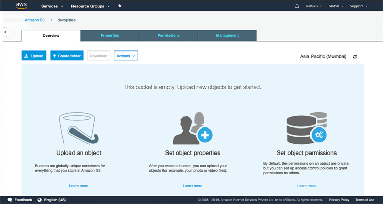 Subir el objeto a S3