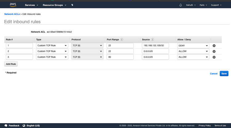 Editar las reglas de entrada