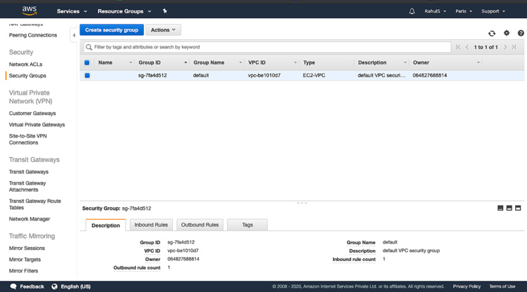 Grupo de seguridad creado con éxito