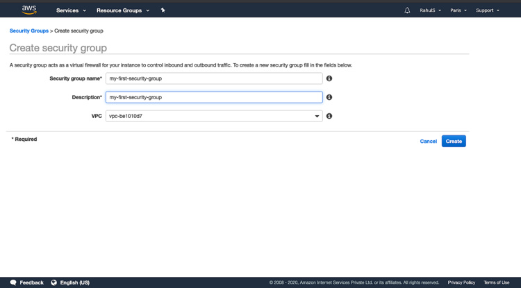 Nombre y descripción del grupo