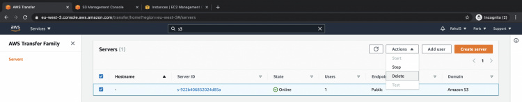 Borrar el Servidor SFTP