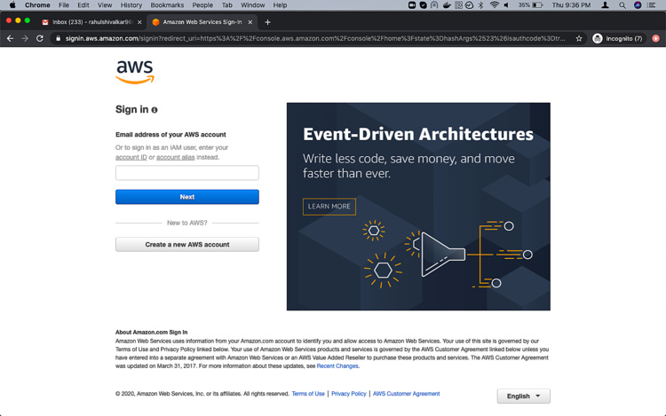 Iniciar sesión en AWS