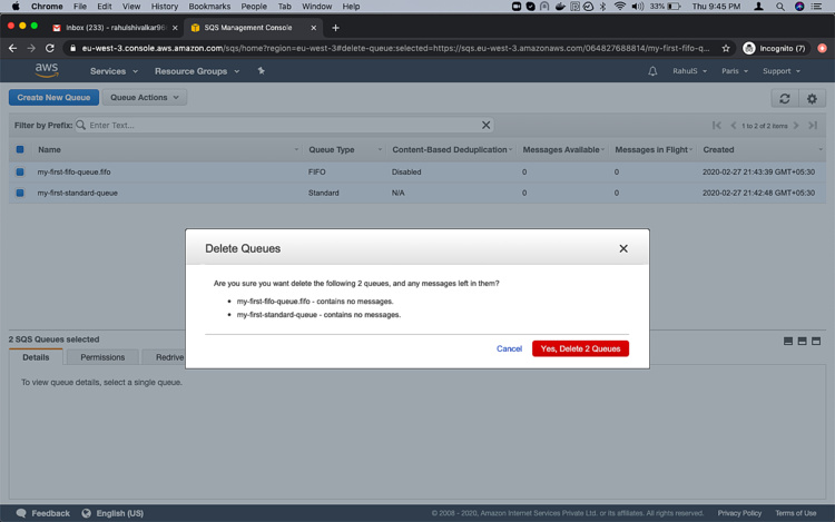 Continuar Borrar colas