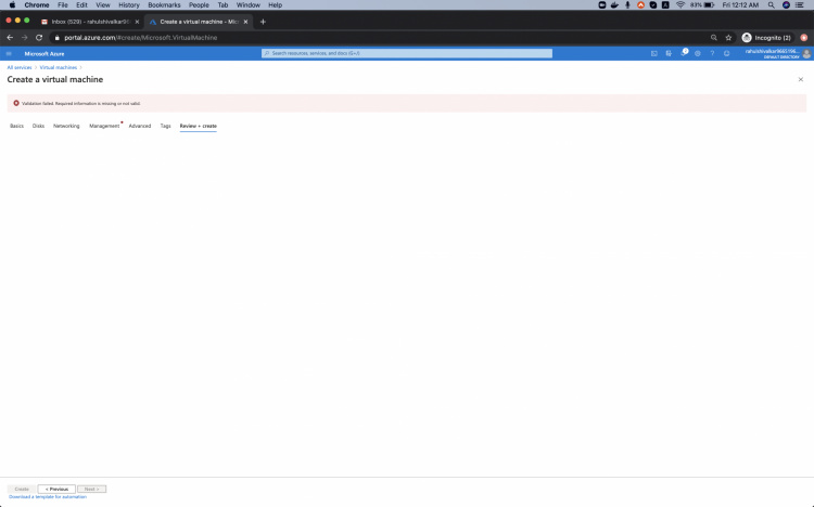 Error de creación de la VM