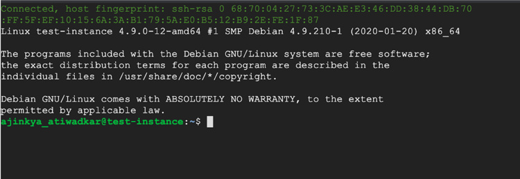 Acceso Shell a Google VM